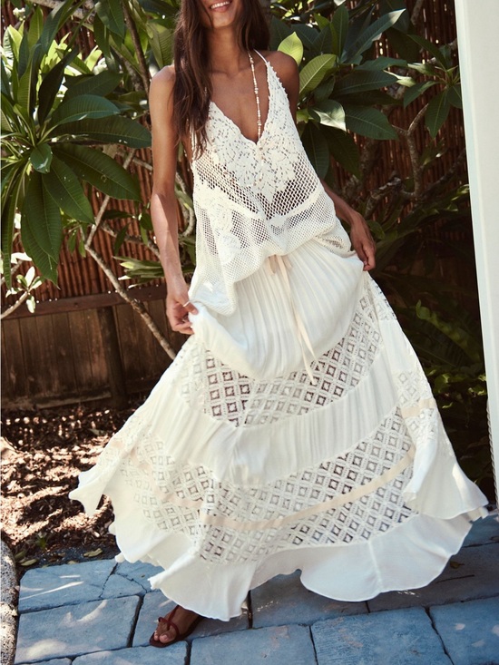 Free People Dresses & Skirts - Free People Swept Away Maxi Skirt Size Small S/P in Clean Ivory - Boho Crochet